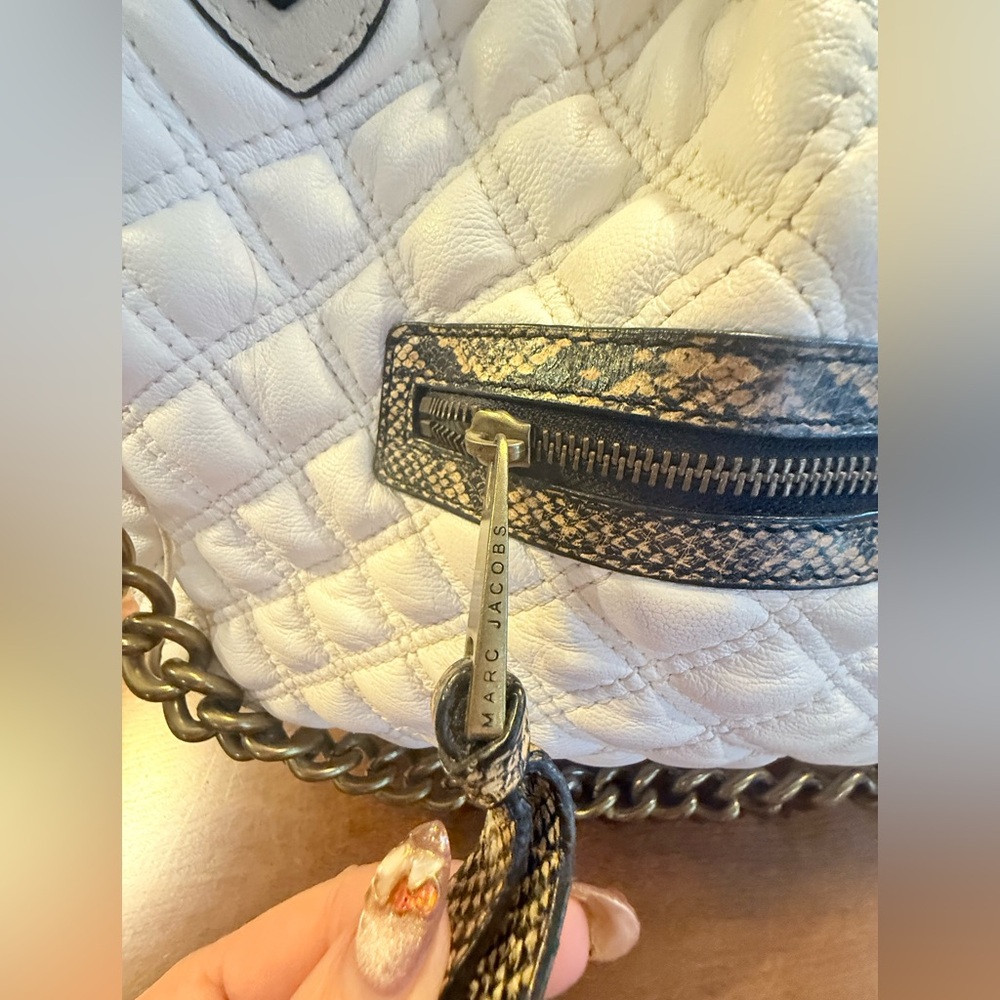 Marc Jacobs White Leather Quilted Large Stam bag w/Snakeskin MSRP$1,495 dustbag - Picture 4 of 13